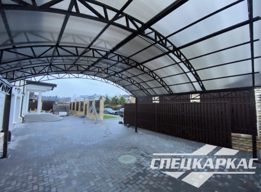 Навес на две машины из поликарбоната усиленный №77 - фото 1730