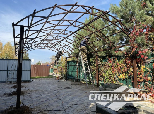 Арочный навес из поликарбоната на две машины №81 - фото 1765