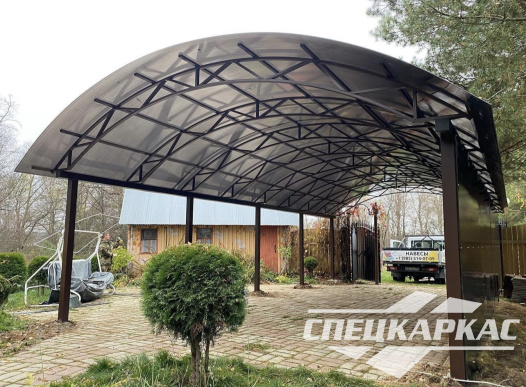 Навес из поликарбоната усиленный, для парковки двух автомобилей №65 - фото 1607