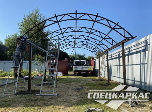 Классический навес из поликарбоната для машины арочного типа №11 - фото 1072